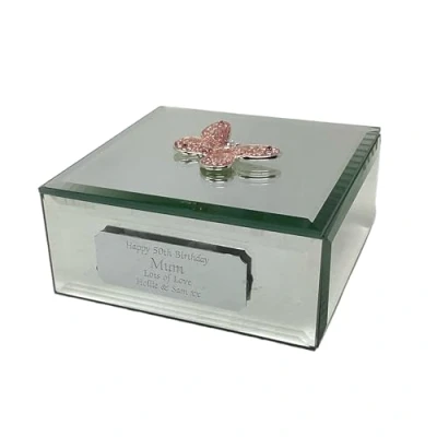 Image of Personalised Butterfly Design Jewellery Trinket Box Engraved With A Message Of Your Choosing