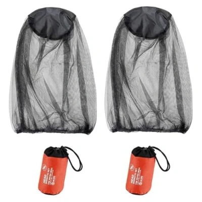 Image of Ziyofinn 2PCS Midge Head Net with Storage Bag Face Mesh Nylon Mosquito for Outdoor Hiking Camping Climbing Fishing and Walking
