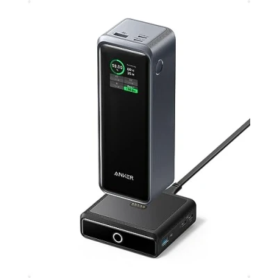 Image of Anker Prime 27,650mAh Power Bank (250W) with 100W Charging Base, 3 Port Portable Charger, Smart App, Compatible iPhone 14/13 / 12 Series, Samsung, Dell, AirPods, and More