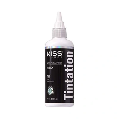 Image of Kiss Tintation Semi Permanent Hair Colour With Argan Oil, Aloe Vera Black T998ki