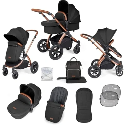 Image of Ickle Bubba Stomp Luxe 2 in 1 Pushchair Bronze/Midnight/Tan
