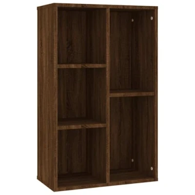 Image of vidaXL Book Cabinet/Sideboard in Brown Oak Versatile Design as Bookshelf or Horizontal Stand, Spacious with 5 Compartments, Easy to Clean Engineered Wood Material for Living Room, Bedroom, Office