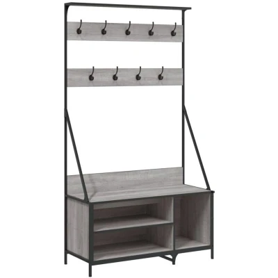 Image of vidaXL Clothes Rack with Shoe Storage Grey Sonoma 100x41x184 cm