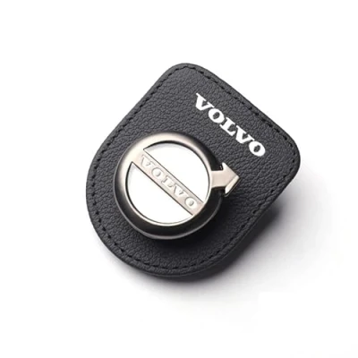 Image of ZENCIX Leather, Car Sunglasses Holder, For Volvo XC60 S40 S60 S90 XC40 XC70 XC90 V40 V60 V90 S80 S80L, Sun Visor Glasses Clip, Ticket Card Interior Decoration Accessories,Bla ck