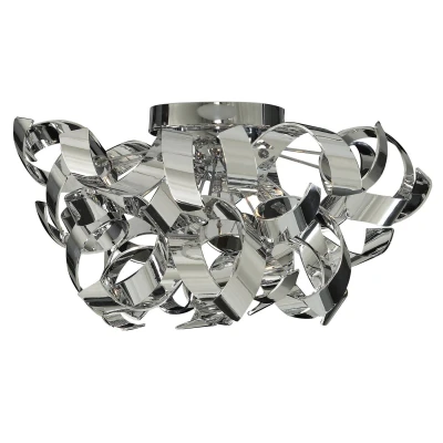 Image of Curls 3 Light Ceiling Semi Flush Chrome, G9