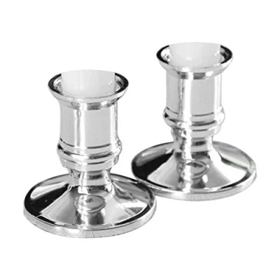 Image of Kemelo 2Pieces Plastic Candle Base Holder Pillar Candlestick Stand For Electronic Candles Christmas Party Home Decor,Candle Sticks Holder,Silver
