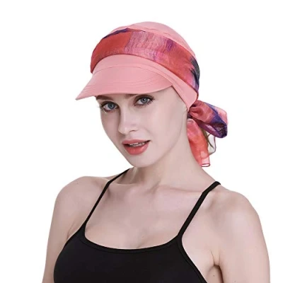 Image of FocusCare Novelty Headwear for Chemo Women Holiday Turbans Shopping Cap Hair Loss Coral