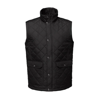 Image of Regatta Men&#039;s Tyler Bodywarmer Plain Turtleneck Sleeveless Outdoor Gilet, Black, Small