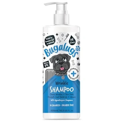 Image of BUGALUGS Dog Shampoo For itchy Skin Safe Sensitive &amp; Cat Formula Smelly Dogs Cuts, Grazes Irritated Wrinkles And Folds (500ml)