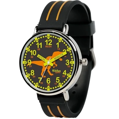Image of Kiddus Educational Watch for Boys. Children to Learn Time. Analogue First Kids from 5 Years Old. Time Teacher Exercices Included