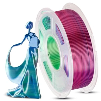 Image of ANYCUBIC Silk PLA Filament 1.75mm 1KG, Shiny Gradient Tri Color Filament,Multicolor Material for 3D Printer, Dimensional Accuracy +/ 0.03 mm Blue Green Purple