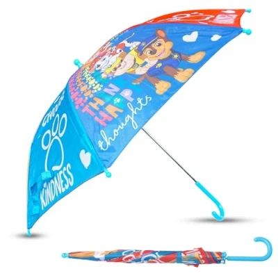 Image of Paw Patrol Kids Umbrella, Plastic Easy Grip Handle Compact Umbrella Windproof Strong, Polyester Cover Travel Gift Brolly Boys, Safety Opening Stick 65cm