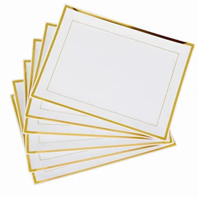Image of MATANA 6 White Plastic Serving Platters with Gold Border, Food Party Trays 30x23cm Buffets, Weddings, Birthdays, Parties Elegant, Sturdy &amp; Reusable