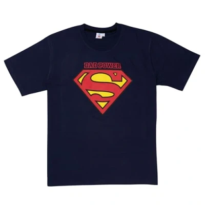 Image of Dad Power T Shirt for Men Superman Logo Father Crew Neck Top blue, L