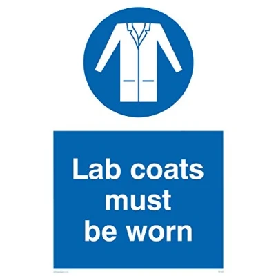 Image of Viking Signs MP1333 A4P 3M &quot;Lab Coats Must Be Worn&quot; Sign, 3 mm Rigid Plastic, 300 H x 200 W