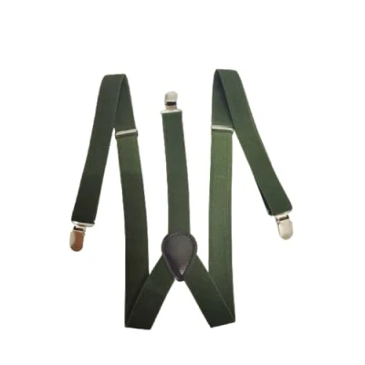 Image of L&amp;L® MENS LADIES UNISEX ADJUSTABLE SLIM BRACES TROUSER SUSPENDERS FANCY DRESS CLIP ON (Olive)