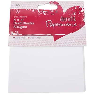 Image of Papermania 4 x inch 300 GSM Card Blanks and Envelopes, Pack of 12, White PMA151602