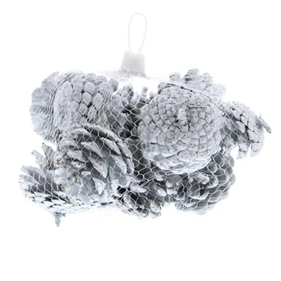 Image of Festive Productions Bag of Pinecones Decoration Silver Colour 200 Grams Christmas Pinecone Themed Décor Prop Perfect for Home, Kitchen, Living Room, Hanging