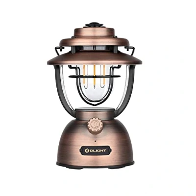 Image of OLIGHT Olantern Classic 2 Pro Rechargeable LED Camping Lantern, 300LM 4 Modes Retro Vintage Lantern Lamp as Powerbank, Orange and Warm White Lights Portable (Antique Bronze)
