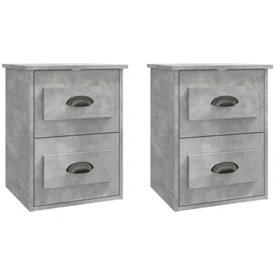 Image of vidaXL Wall mounted Bedside Cabinets 2 pcs Concrete Grey 41.5x36x53cm