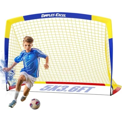 Image of Dimples Excel Football Goal Net for Garden Outdoor Training Lover (5&#039;x3.6&#039; Blue+Yellow)