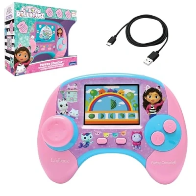 Image of Lexibook, Gabby&#039;s Dollhouse, Power Console®, Bilingual ENGLISH/FRENCH educational games console with 100 activities, Colour screen, JCG100GDHi1, Pink