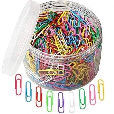Image of kuou 500 Pcs Coloured Paper Clips, Plastic Coated Metal Paperclips Clips Clamps with Box for Office School Stationery Document, Small Clips(33mm, Assorted Color)