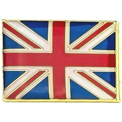 Image of Small Union Jack Rectangle British National Flag Metal Diplomat Enamel Pin Badge Lapel