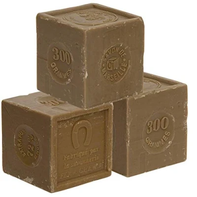 Image of Savon de Marseille French Soap Cube made with Organic Olive Oil Suitable for All Skin Types 300 Gram Cubes Set of 3