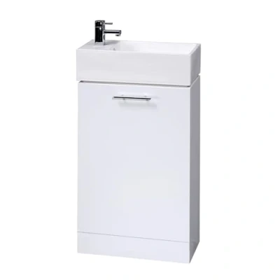 Image of 1 Door Cloakroom Vanity Basin Unit 480mm Gloss White