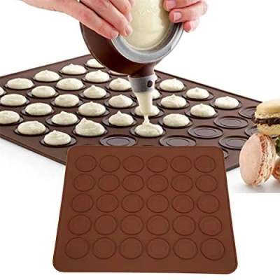 Image of Macaron Baking Mats, 2PCS Silicone Non Stick Oven Mat Mould Pad Pastry Cake Tool Kitchen Accessory for Macarons, Cookies, Pastry, Pizza(30 Holes)