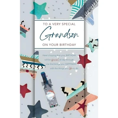 Image of Grandson Birthday Card Very Special Contemporary Star Design Made in the UK Eco Friendly