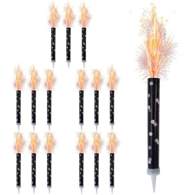 Image of Ice Fountain Candles for Cakes, Cake Sparklers, Toppers, Ideal Christmas Decoration, Birthday Party, Decorations, and Other Special Occasions (15Pcs Black Fountain)