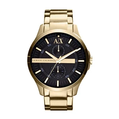 Image of Armani Exchange Watch for Men, Multifunction Movement, 46 mm Gold Stainless Steel Case with a Strap, AX2122