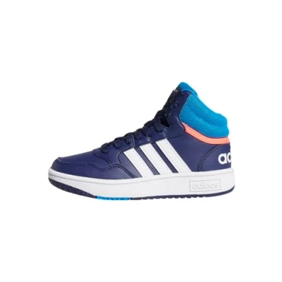 Image of adidas Unisex Kids Hoops Mid 3.0 K Sneaker, Dark Blue Rush Turbo, 4 UK