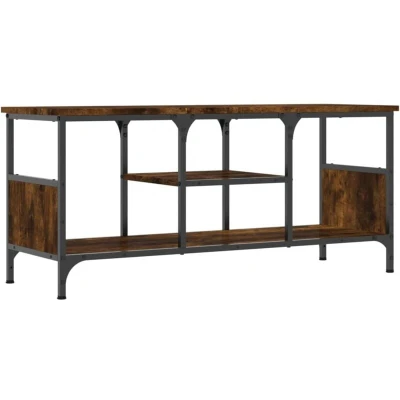 Image of vidaXL TV Cabinet Smoked Oak 100x35x45 cm Engineered Wood&amp;Iron