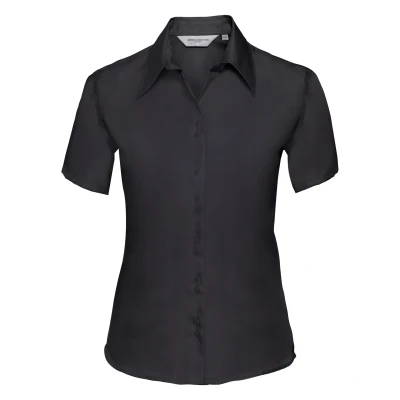 Image of Russell Athletic Collection Ladies/Womens Short Sleeve Ultimate Non Iron Shirt (Black) Cotton Size 3XL