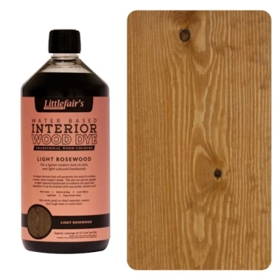 Image of Littlefair&#039;s Wood Stain Water Based 1 LTR Indoor Furniture Light &amp; Dark Finishes Special Non Toxic Eco Friendly Formula for Crafts Colour: Rosewood