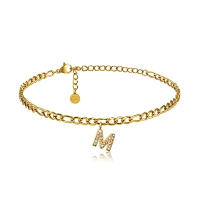 Image of GD GOOD.designs EST. 2015 Anklet gold with letters waterproof I for ladies 18K plated adjustable (22 27cm) stainless steel (M)