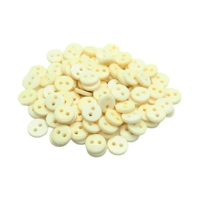 Image of (Pack of 100) 9mm Buttons 2 Hole Small Round Plastic Beige/Cream