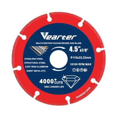 Image of Vearter 115mm Diamond Cutting Disc Wheel 4.5X7/8Inch for Stainless Steel, Cast Iron, Aluminum, Brass, Metal Cutting, can Cut More Than 4000 Times