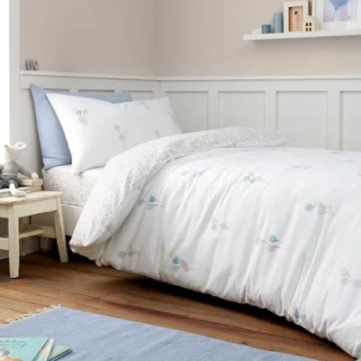 Image of Bianca Brushed Balloons Reversible Cotton Double Duvet Cover Set with Pillowcases, White