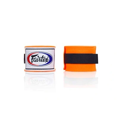 Image of Fairtex HW2 Elastic Cotton Handwraps, 120&#039; and 180&quot; Full Length Hand Wraps Many Colors (Orange, 120&quot;)