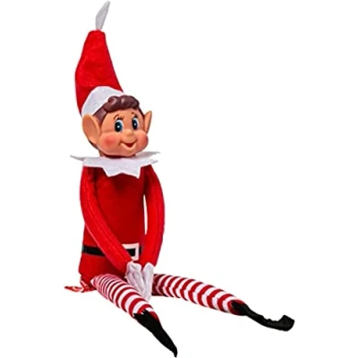 Image of Elves Behaving Badly Long Leg Soft Body Vinyl face elf with hat &amp; tag, Red, Pack of 1