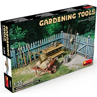 Image of MiniArt 35641 1:35 Garden Tool Set Faithful Replica, Model Building, Plastic Kit, Crafts, Hobby, Gluing, Assembly, Unpainted, Moulded Colour