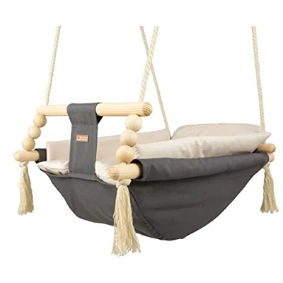Image of Baby Hammock, Rocker Swing, Hammock with Quilt (Colour: Grey and Beige)
