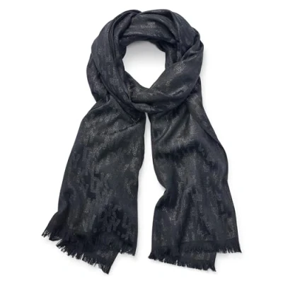 Image of DKNY Women&#039;s Oversized Eyelash Fringe Lurex Scarf Fashion, Black, One Size