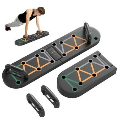 Image of SPORTNOW Foldable Push Up Board, 11 in 1 Press Portable Pushup Stand with Non slip Pads, Multi function Home Gym Equipment for Arm, Shoulder, Chest Muscle Training Fitness, Black