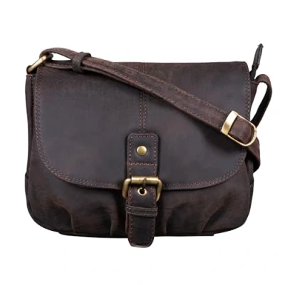 Image of STILORD &#039;Iris&#039; Leather Handbag Ladies Small Vintage Shoulder Bag for Going Out Classic Evening Tote Genuine Cow Hide, Colour:Dark Brown