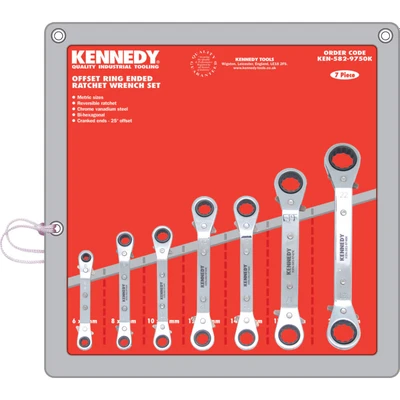 Image of Kennedy 7PC 6 22mm Offset Ratchet Ring Spanner Set